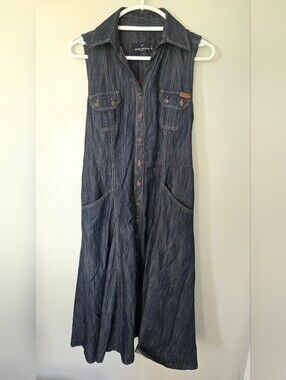 Daniel Hechter Paris | Sleeveless Button Front Belted Chambray Dress Sz 36